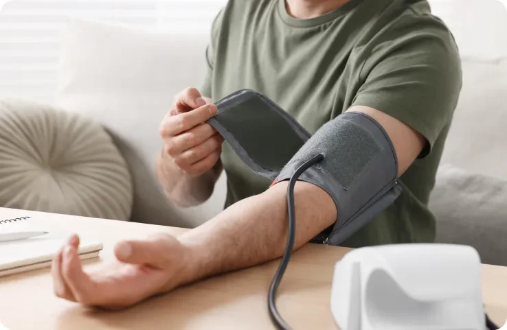 Person checking blood pressure Person checking blood pressure